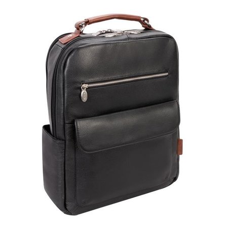 MCKLEINUSA McKlein USA 19082 17 in. U Series Logan Leather Two-Tone Dual-Compartment Laptop & Tablet Backpack; Black 19082